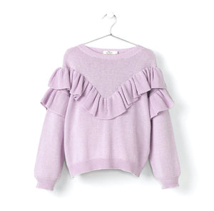 ANDORINE Ruffled Knitted Sweater / Lavander