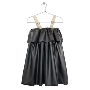 Buckle Stap Faux Leather Dress / Black