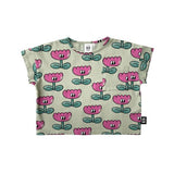 HAPPY FLOWER Cropped T-shirt / Sea Spray