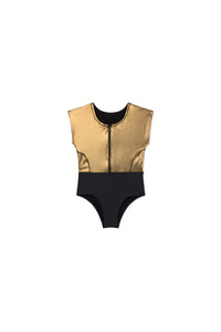 Hula Zip Bathing Suit  Gold