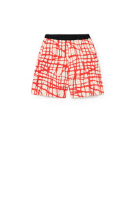 Mod Baggy Bathing Shorts  / cream- w/ red lines