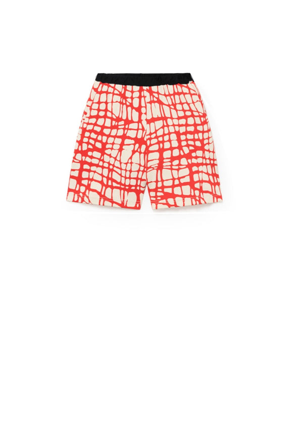 Mod Baggy Bathing Shorts  / cream- w/ red lines