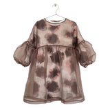 Organza Puff Sleeve Dress / Bronze