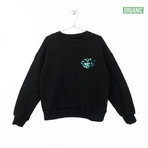 SEQUIN EMBROIDERED SWEATSHIRT- black