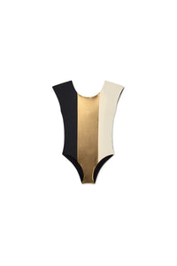 Shave Ice Bathing Suit  Cream Gold Black