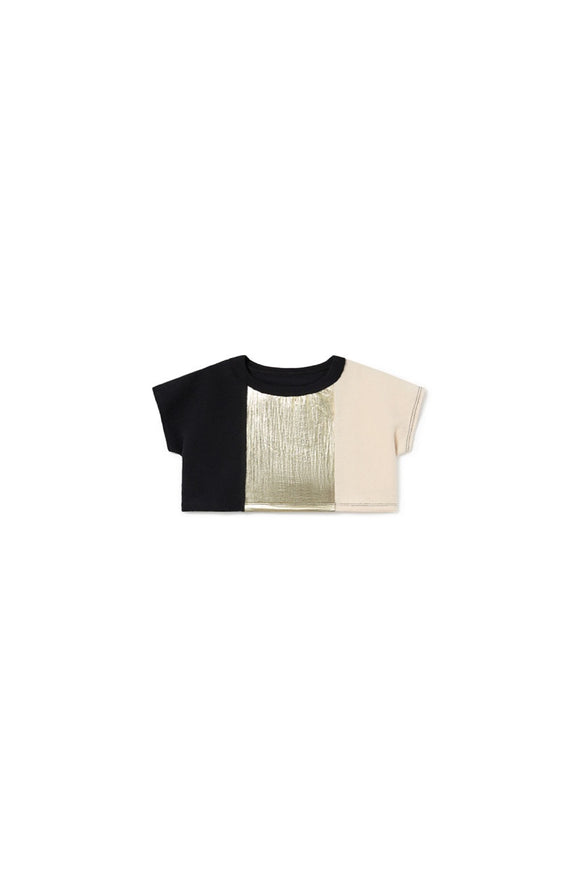 Shave Ice Crop Top - cream gold  black