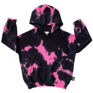 SHOCKING PINK TIE DYE Hoodie / Black