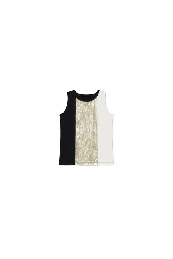 Soft Shave Ice Tank Top  Cream Gold Black