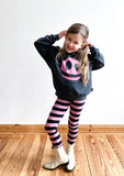 STRIPED Leggings  Black & Rose